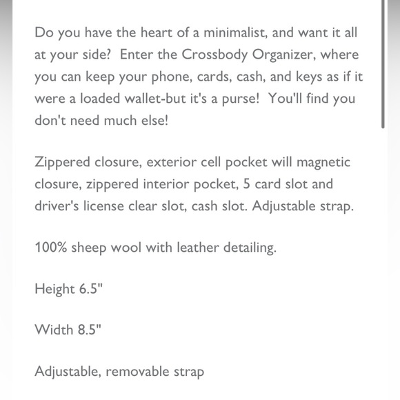 SutiSana Crossbody Organizer Color Sepia Wool Leather Zipper Bag Yellow Stripe - Picture 16 of 16